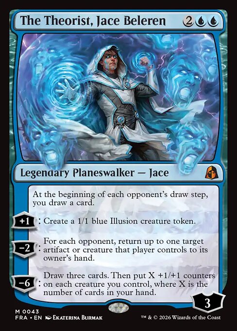 The Theorist, Jace Beleren, the four-mana mythic planeswalker built around the corrupted version of Jace who serves as Reality Fracture's antagonist.