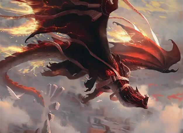 Lorehold, the Historian — the red-white Lorehold Elder Dragon from Secrets of Strixhaven.