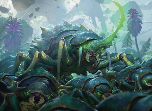 Scute Swarm, the green landfall insect that copies itself every time a land enters, the engine of Selesnya Landfall.