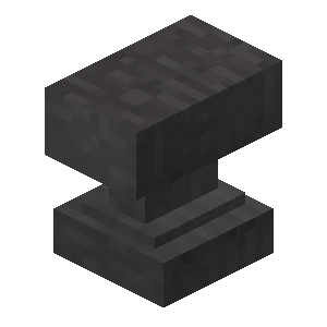 A Minecraft anvil block — used to repair gear, combine enchantments, and rename items, all at an XP cost.