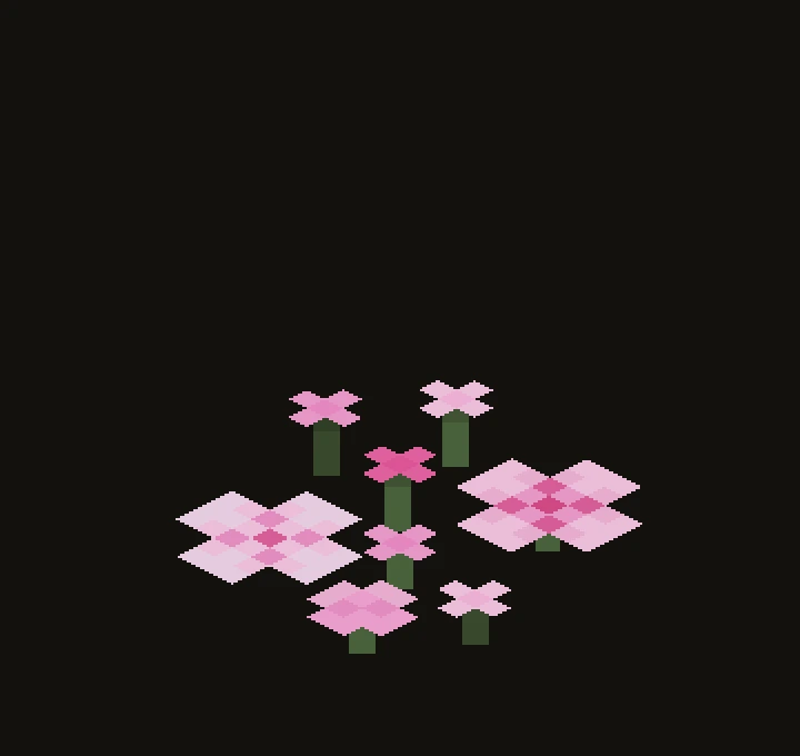 A block of pink petals from a Minecraft cherry grove, the biome's renewable decorative block that crafts into pink dye.