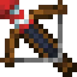 A crossbow loaded with a firework rocket, the rocket's tip poking out of the flight groove, ready to fire as an explosive shell.