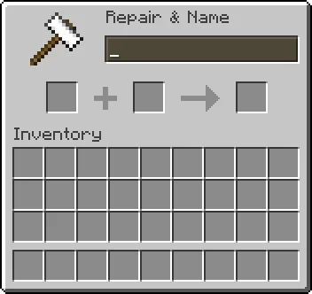 The Minecraft anvil interface, where a blank name tag must be renamed before it will work on a mob.