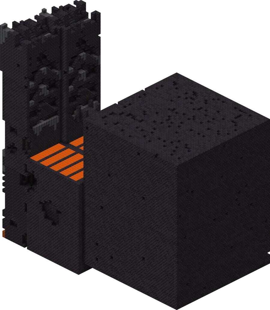 A bastion remnant — the massive blackstone structure ruled by piglins, holding the best loot chests in the Nether.