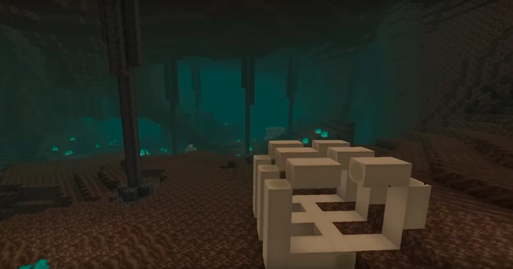 Soul Sand Valley — open sightlines, blue soul fire, and skeletons everywhere, with soul sand slowing your every step.