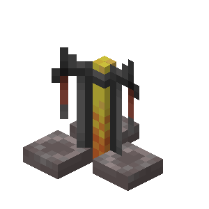 A Minecraft brewing stand, the block you fuel with blaze powder and load with water bottles to brew every potion in the game.