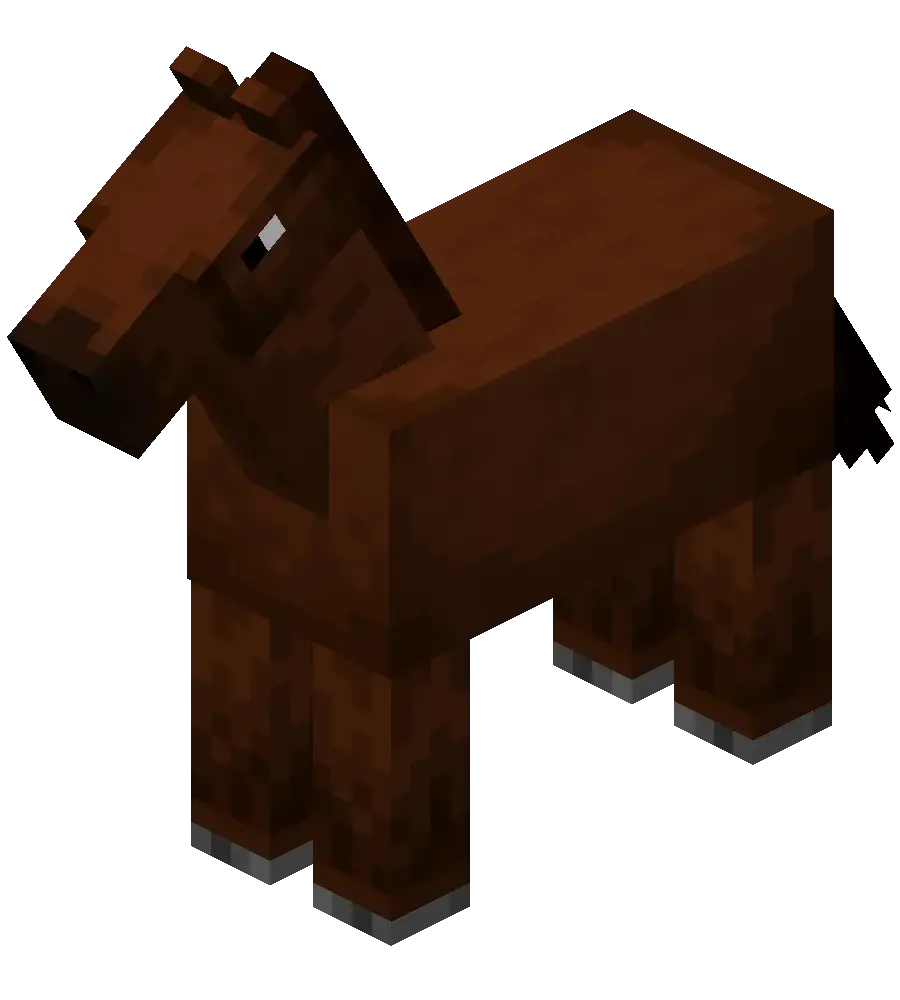 A Minecraft horse — the best early-game land mount, with the fastest bred horses hitting 14.57 m/s.