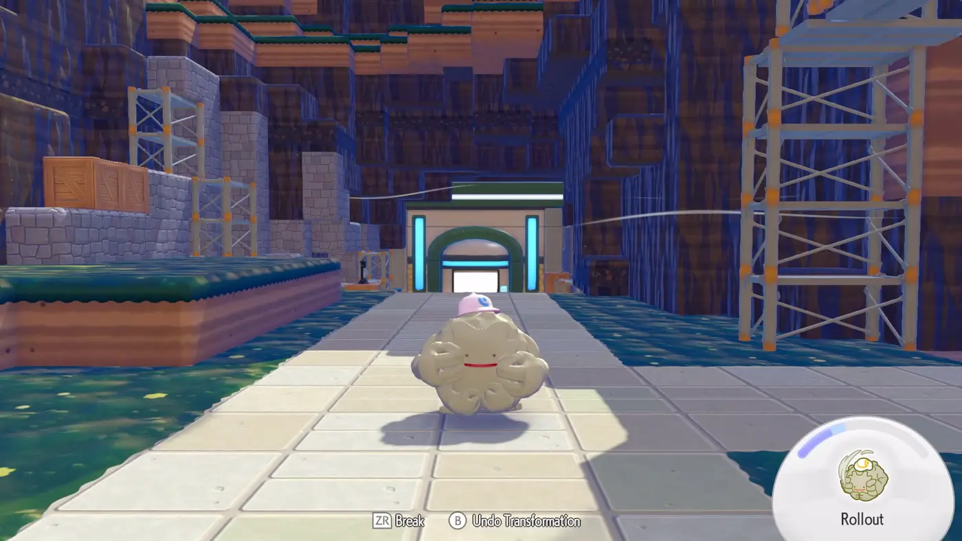 Ditto using Rollout, the Graveler-form skill that clears terrain dramatically faster than Rock Smash.
