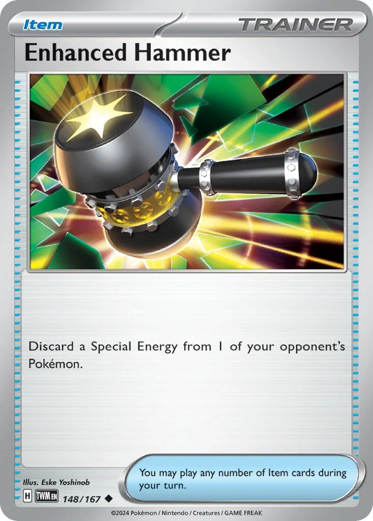 Enhanced Hammer 148/167 from Twilight Masquerade, an Item Trainer card whose entire effect is to discard a Special Energy from one of the opponent Pokemon.