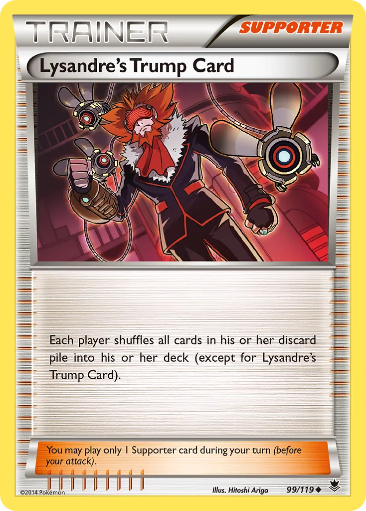 Lysandre's Trump Card 99/119 from XY—Phantom Forces, one of the 27 cards banned in the Expanded format and playable only in Unlimited.