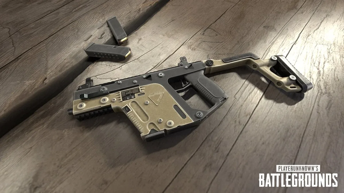 The Vector, PUBG's fast-firing SMG whose tiny base magazine makes the extended mag its first priority.