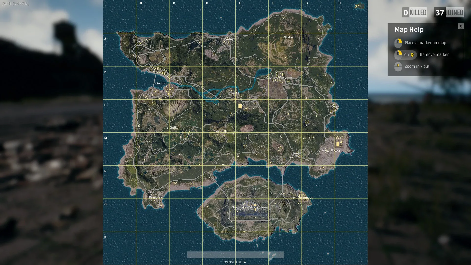 The Erangel map in PUBG — trace the flight line during the countdown and the whole lobby's early game becomes predictable.