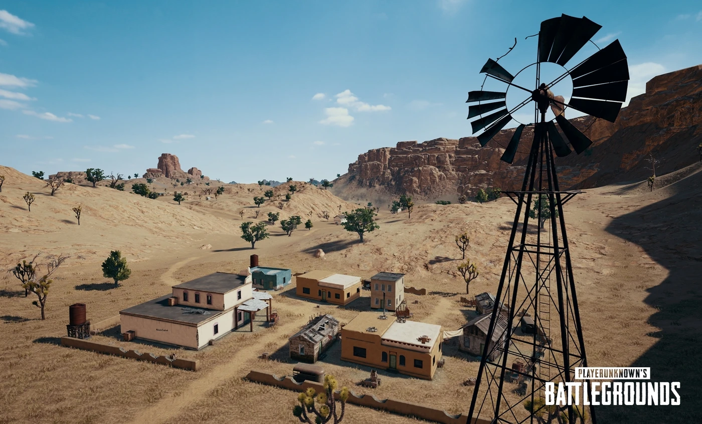 The full Erangel map in PUBG โ plan your rotation against where the next circle will pull, not where you happen to be standing.