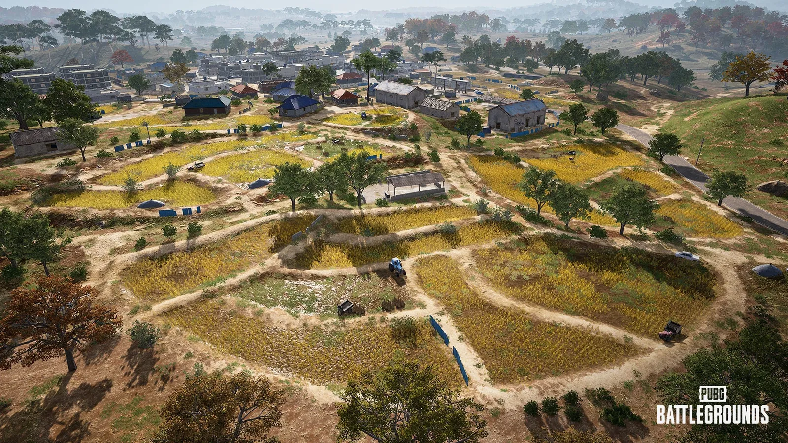 Taego farmland — broad open rice fields and farm compounds where long sightlines turn every crossing into a sniper's dream and your problem.
