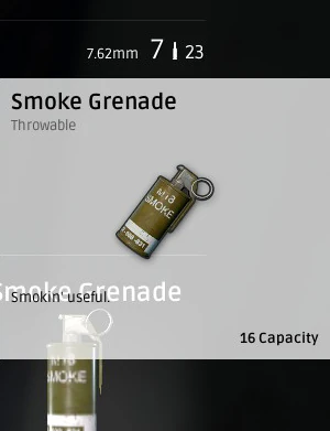 The smoke grenade — it deals no damage but blocks vision long enough to cross open ground, revive a teammate, or reset a fight you're losing.
