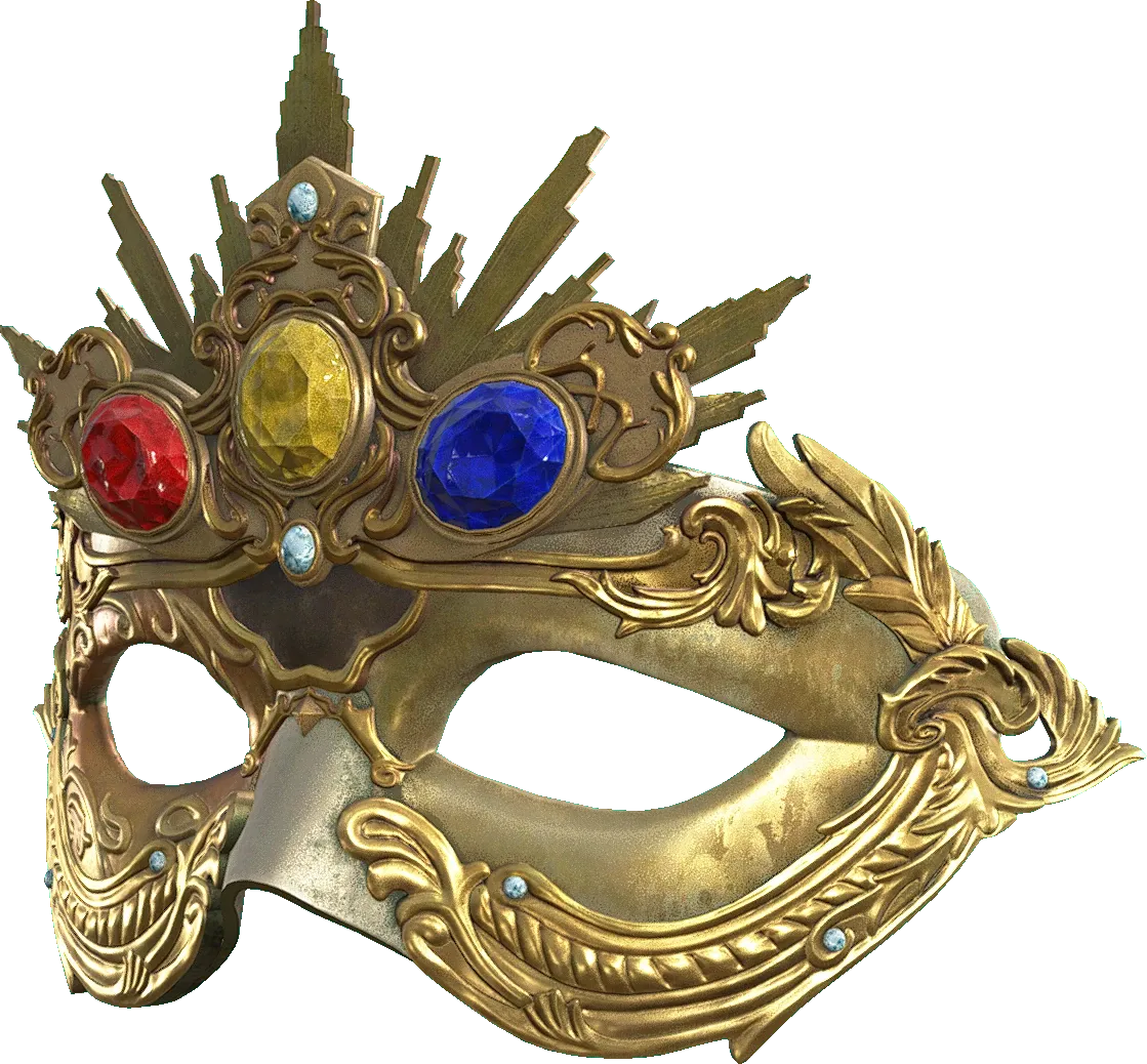 An Elegant Mask from the Resident Evil 4 remake inlaid with three gemstones, raising its sale value.