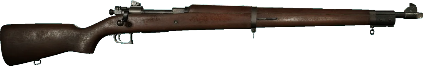 The SR M1903 bolt-action rifle from the Resident Evil 4 remake, the only weapon on shooting range course 1-B.