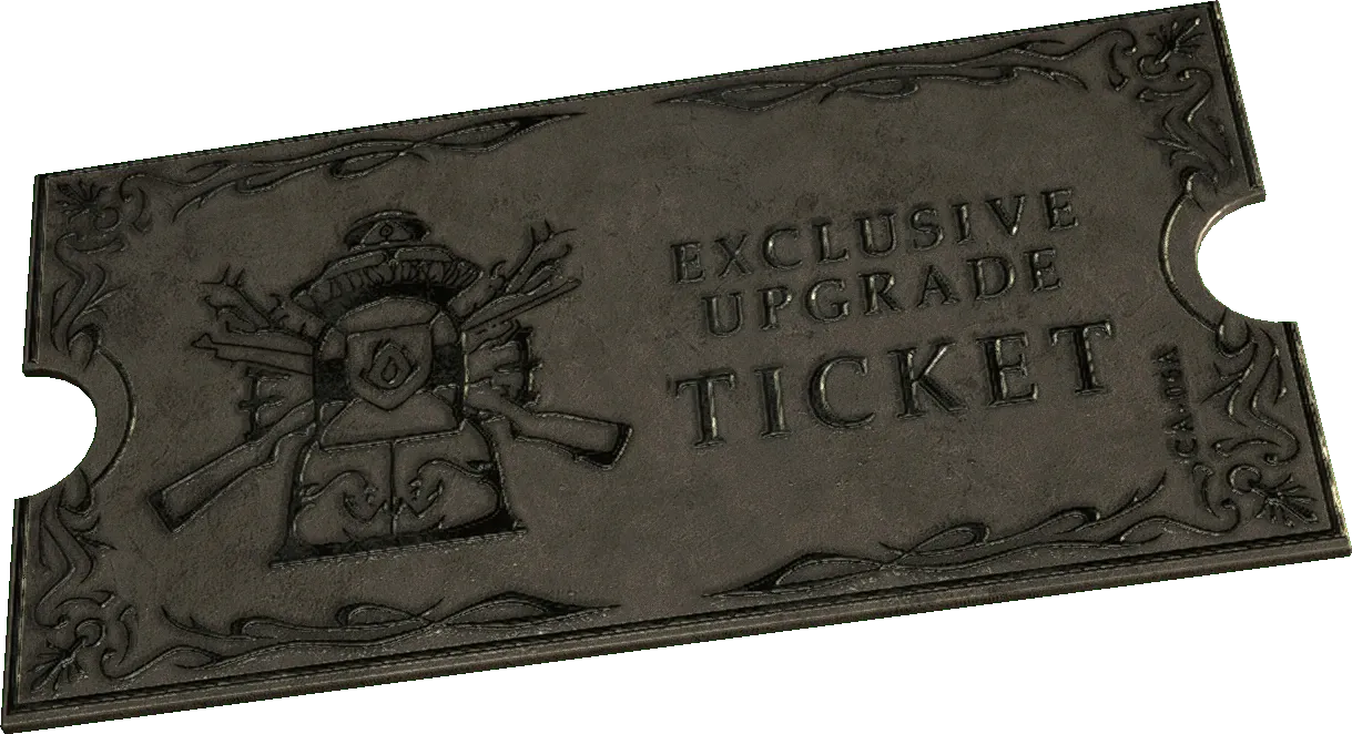 The Exclusive Upgrade Ticket item from the Resident Evil 4 remake, purchased from the Merchant with spinel.