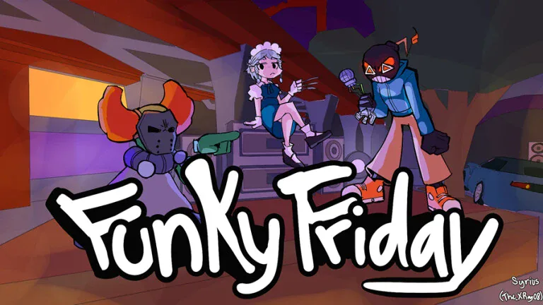 The Funky Friday thumbnail on Roblox, the Friday Night Funkin-style rhythm game where players face off hitting scrolling arrows.