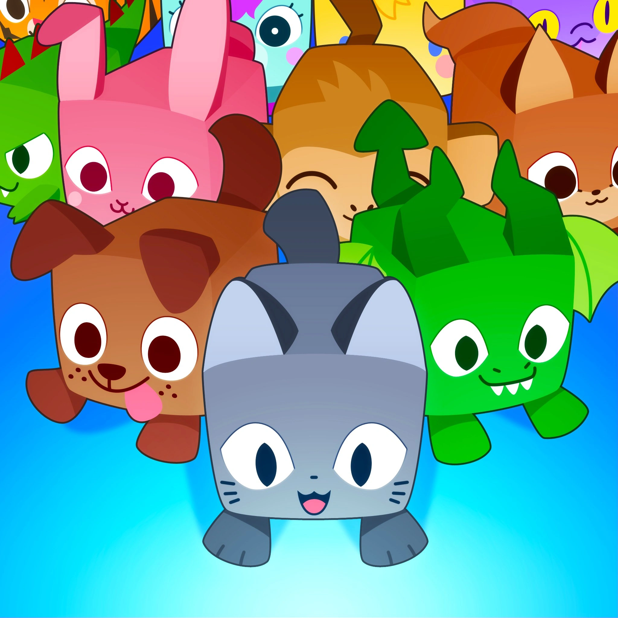 The Pet Simulator 99 game icon on Roblox, showing a player surrounded by the collectible pets that drive the hatch-and-merge grind.