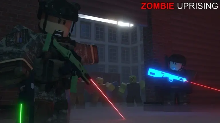 The Zombie Uprising thumbnail on Roblox, the wave-based zombie shooter where squads hold out against escalating hordes of the undead.