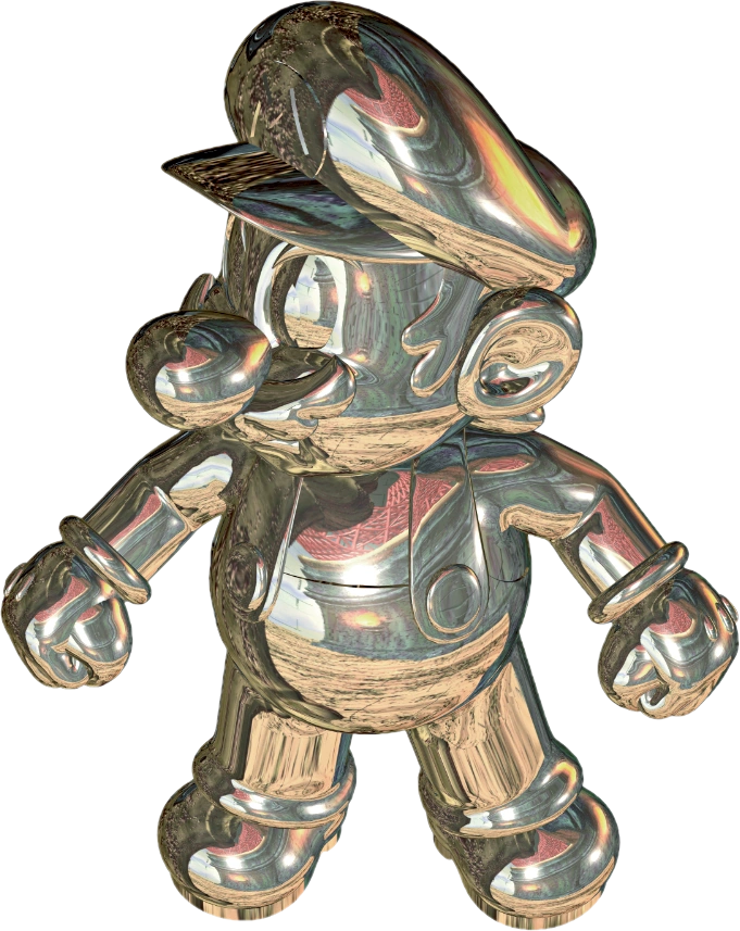 Metal Mario in Super Mario 64, the invulnerable heavy form granted by the green Metal Cap.