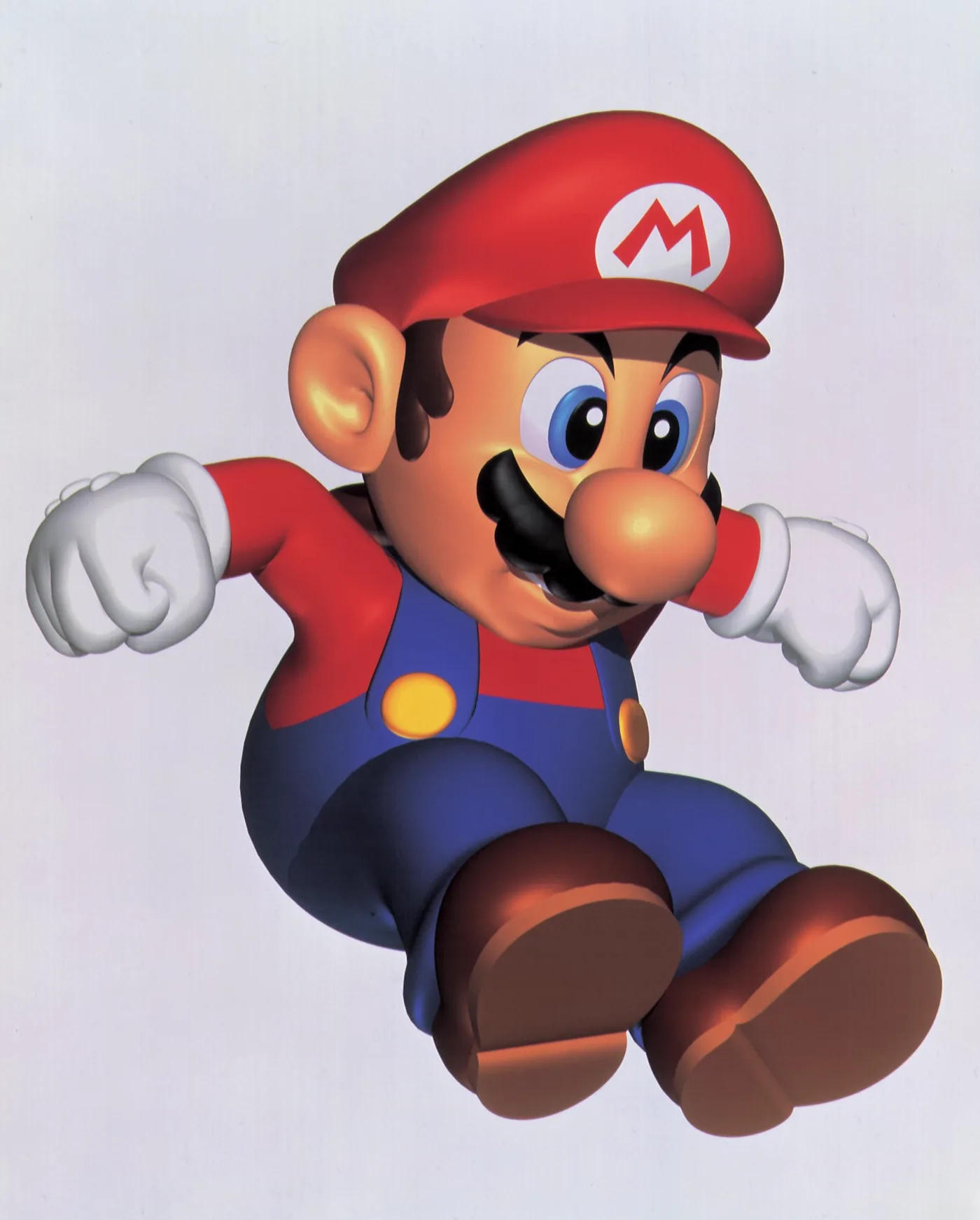 Mario mid-long-jump — run, hold Z, press A. The move that replaces running.