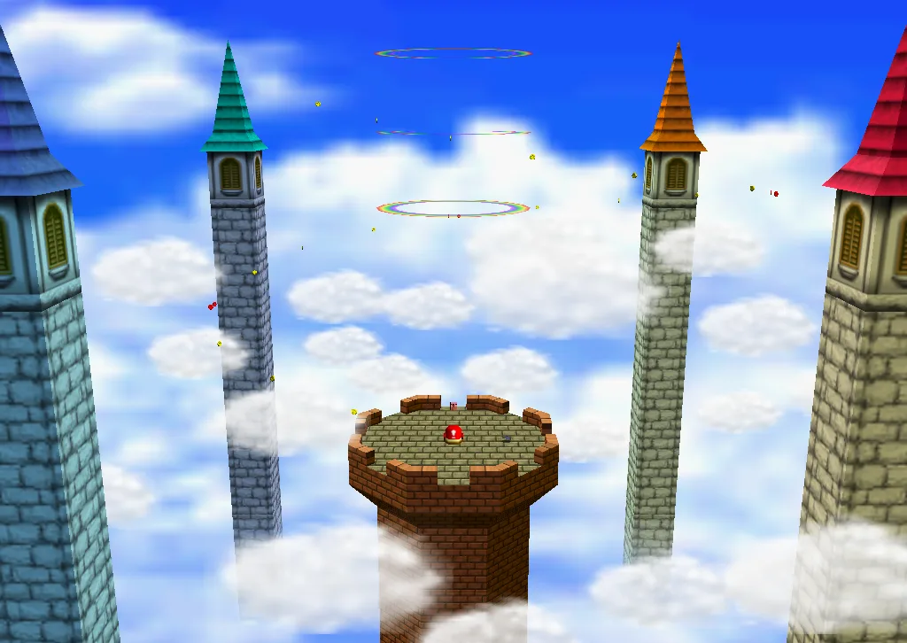 The Tower of the Wing Cap in Super Mario 64, the sky course that holds the red Wing Cap switch and one castle secret star.
