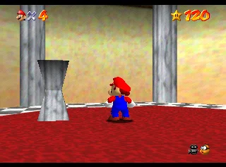 The blank wall in the Mushroom Castle's Mirror Room that serves as the entrance to Snowman's Land in Super Mario 64.