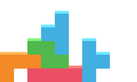 An uneven board with steep single-column towers and deep narrow gaps — the terrain that forces extra pieces and blows your piece count past 100.