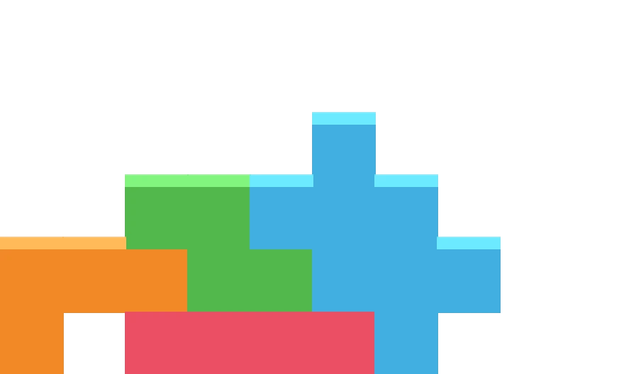 A jagged stack with a gap opening at the base, the situation downstacking is meant to resolve.