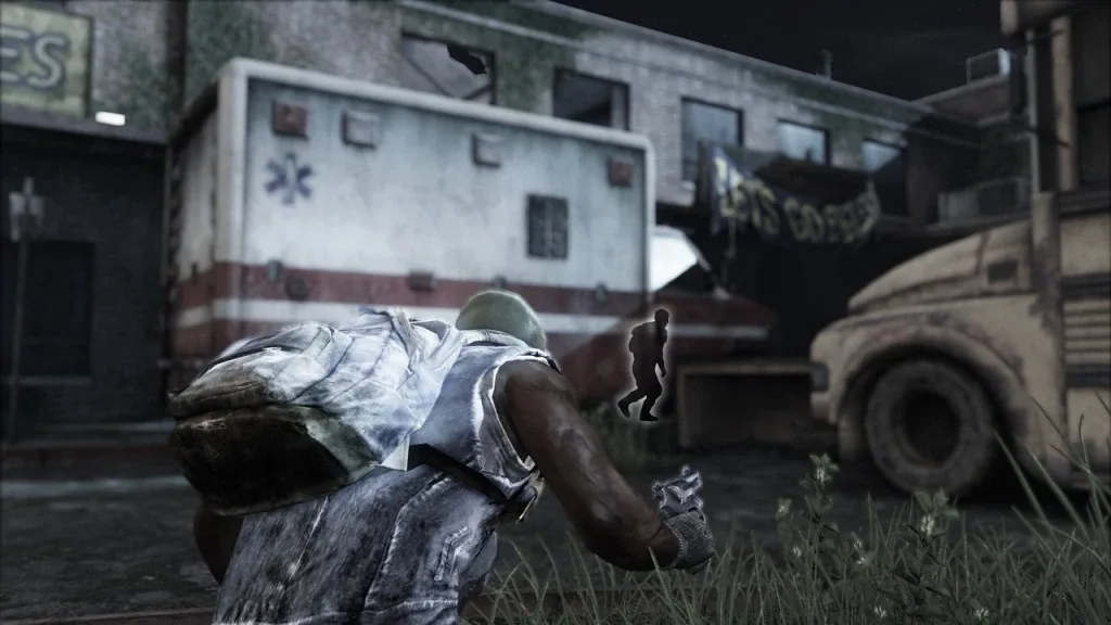 A player using the time-limited Listen Mode during a Factions match, an enemy briefly outlined through cover, in The Last of Us Remastered.