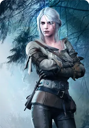 The Ciri hero card artwork from Gwent in The Witcher 3.