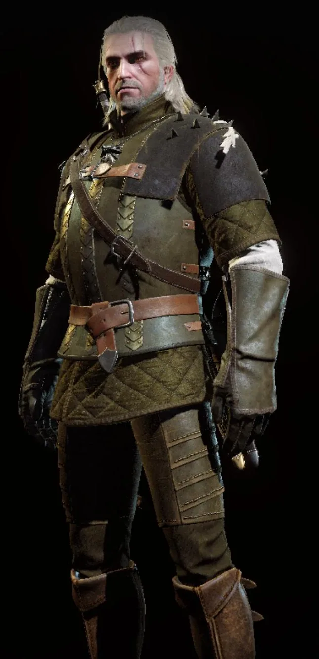 The complete Griffin School Gear armor set worn by Geralt in The Witcher 3.