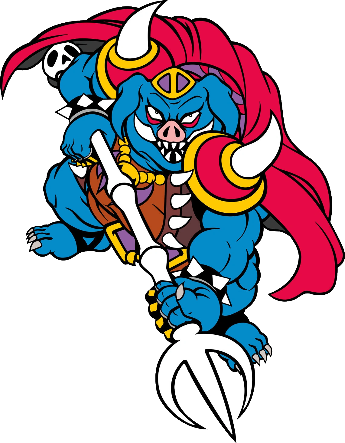 Official A Link to the Past artwork of Ganon, the trident-wielding demon boar and final boss of the game.