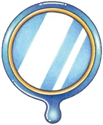 Official artwork of the Magic Mirror, the item that unlocks most of the back-half Pieces of Heart.