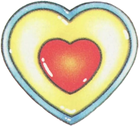 Official A Link to the Past artwork of a single golden Piece of Heart, one of the 24 scattered across Hyrule.