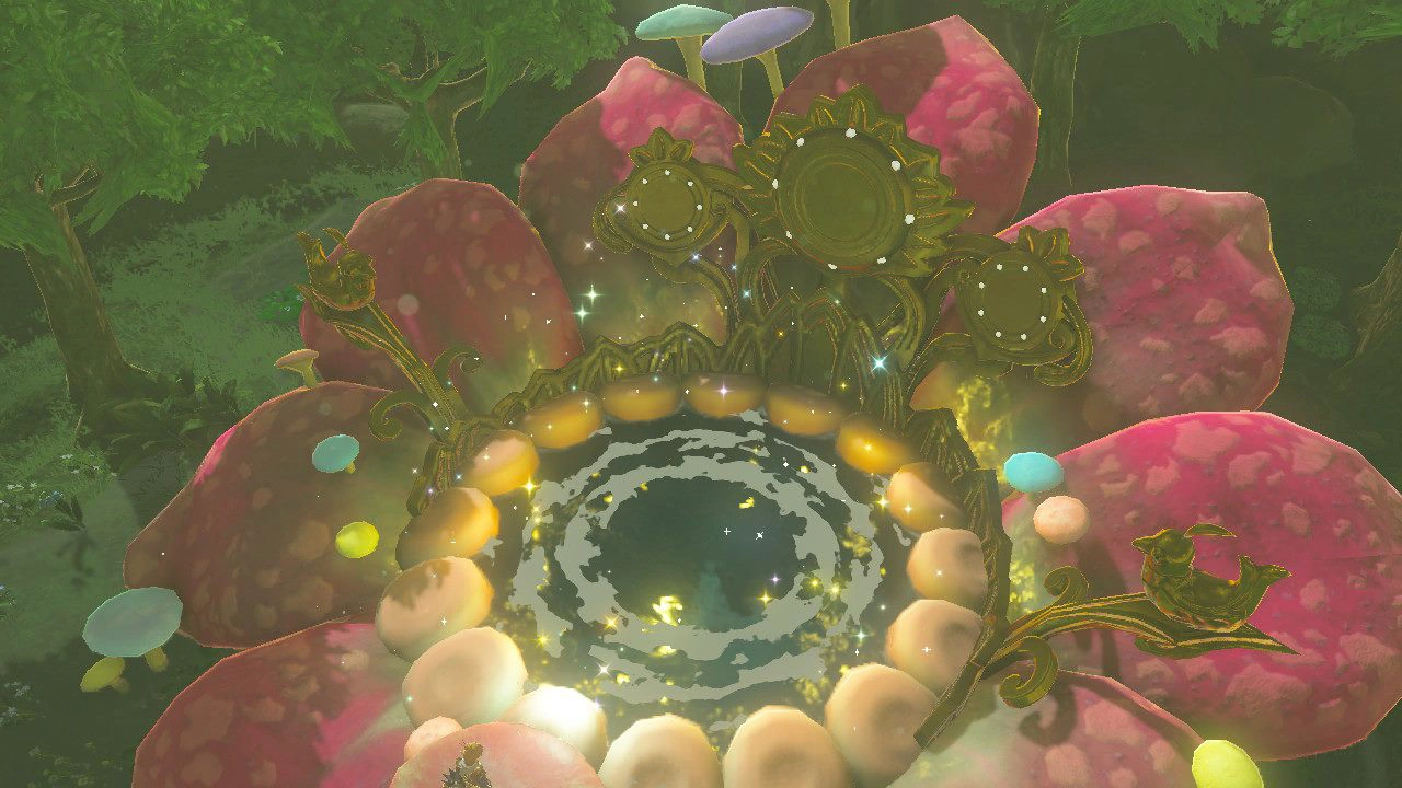 A Great Fairy Fountain in Breath of the Wild, where Link pays rupees and spends materials to upgrade every armor set.