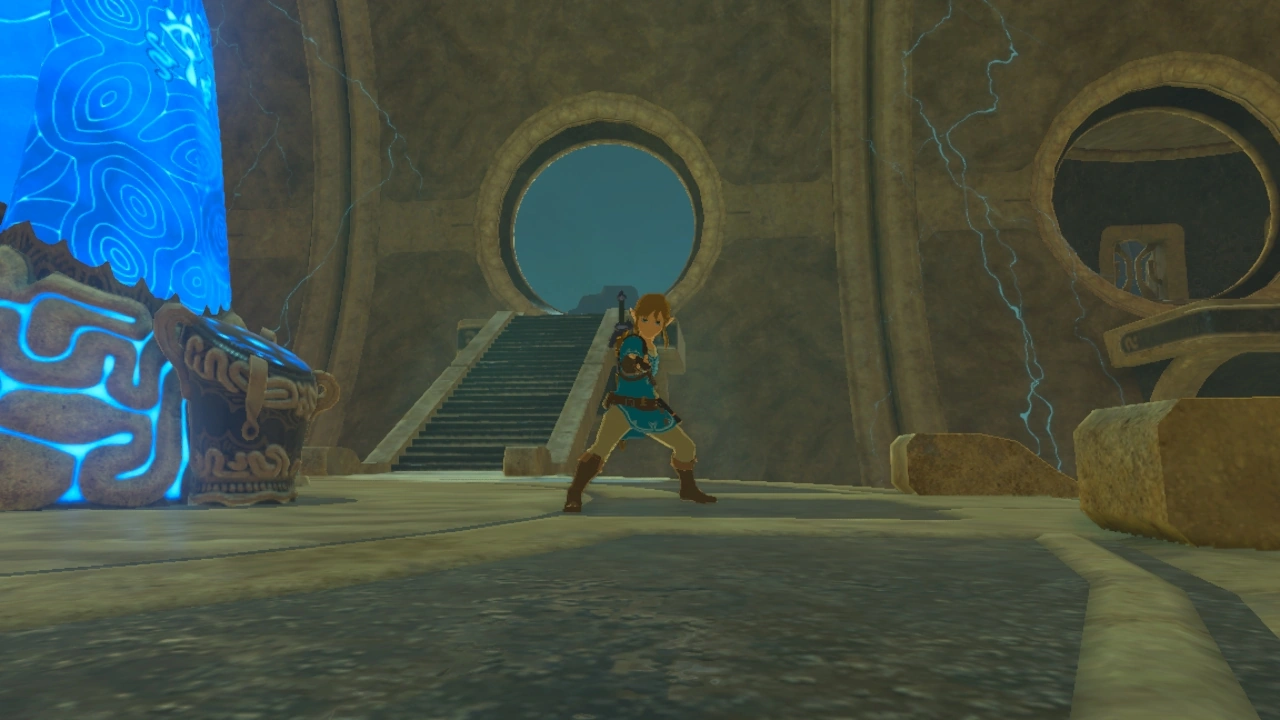 Link unleashing Urbosa's Fury in Breath of the Wild, a ring of lightning erupting outward from his sword.