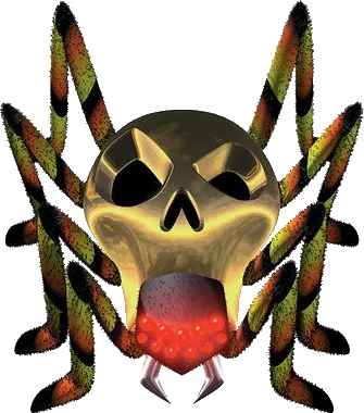 A Gold Skulltula from Ocarina of Time, one of three inside the Great Deku Tree.