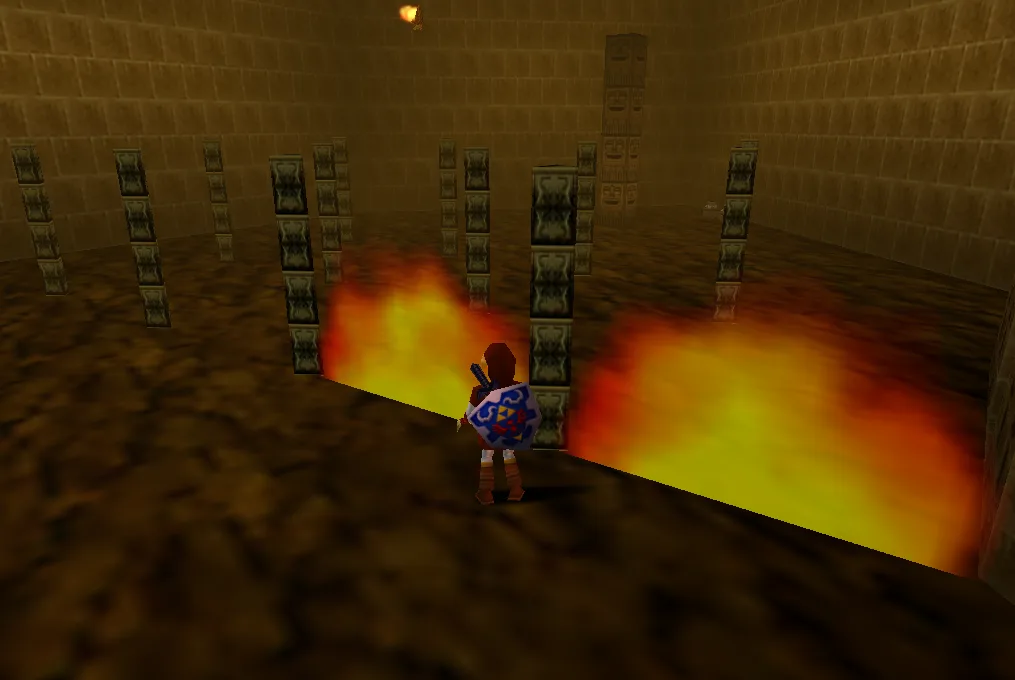 The Flame Wall maze on the Fire Temple's third floor in Ocarina of Time.