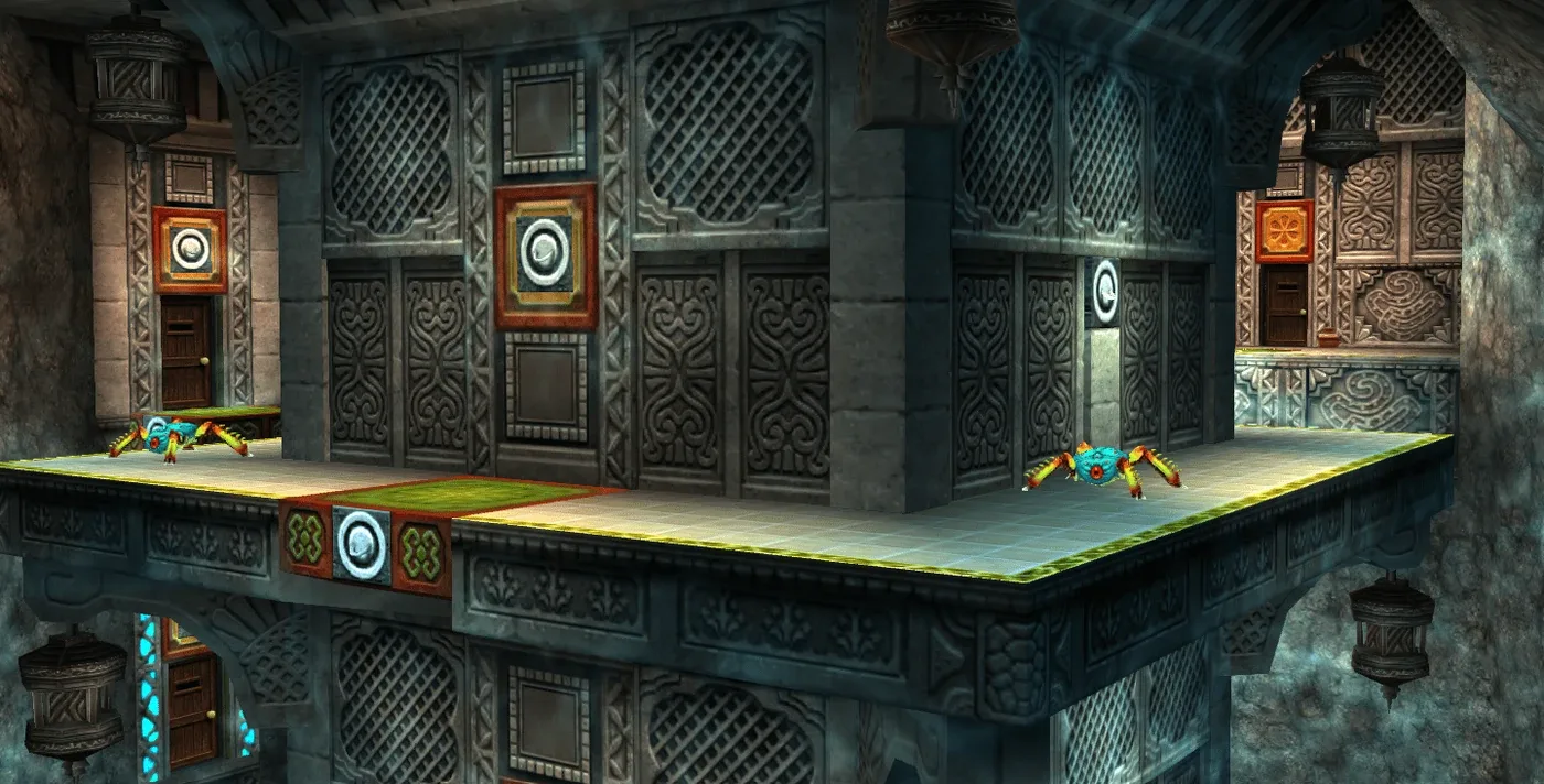 The Water Temple in Ocarina of Time 3D, dramatically brighter than the N64 original.