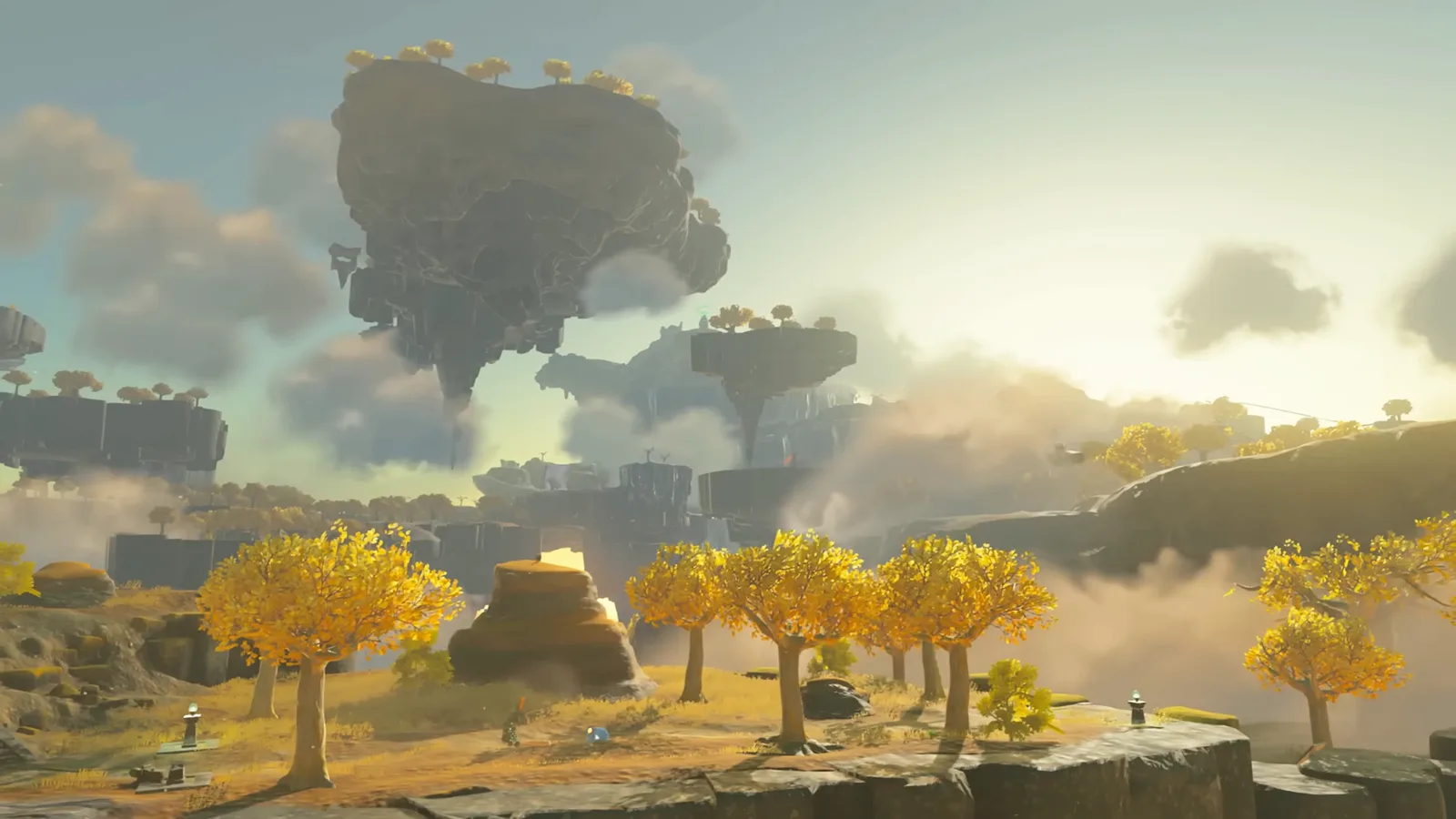 The Great Sky Island in Tears of the Kingdom, a cluster of floating landmasses above a cloud sea where Link begins the game.